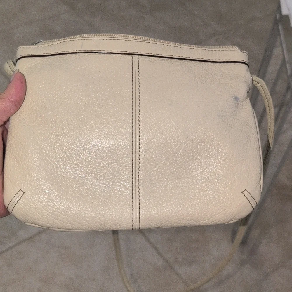 Tignanello Cream Leather Crossbody Bag